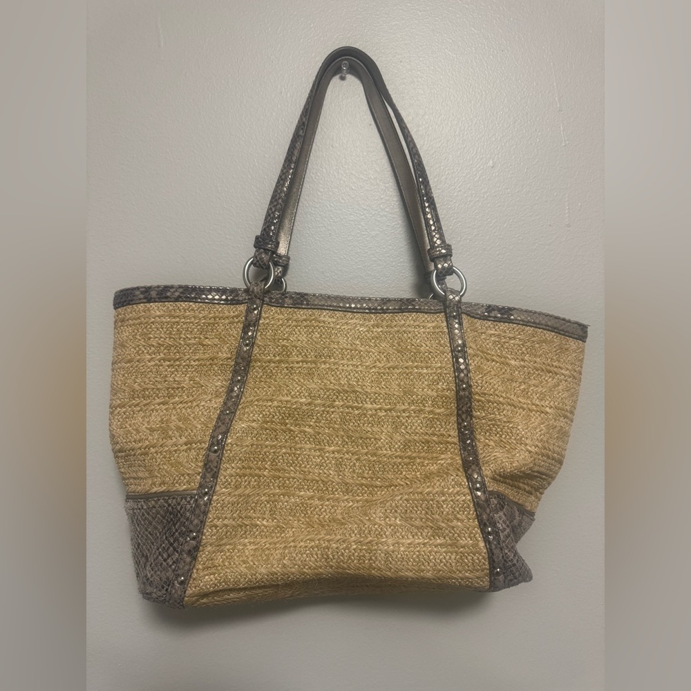 Coach Alexandra Python Straw Purse - image 4